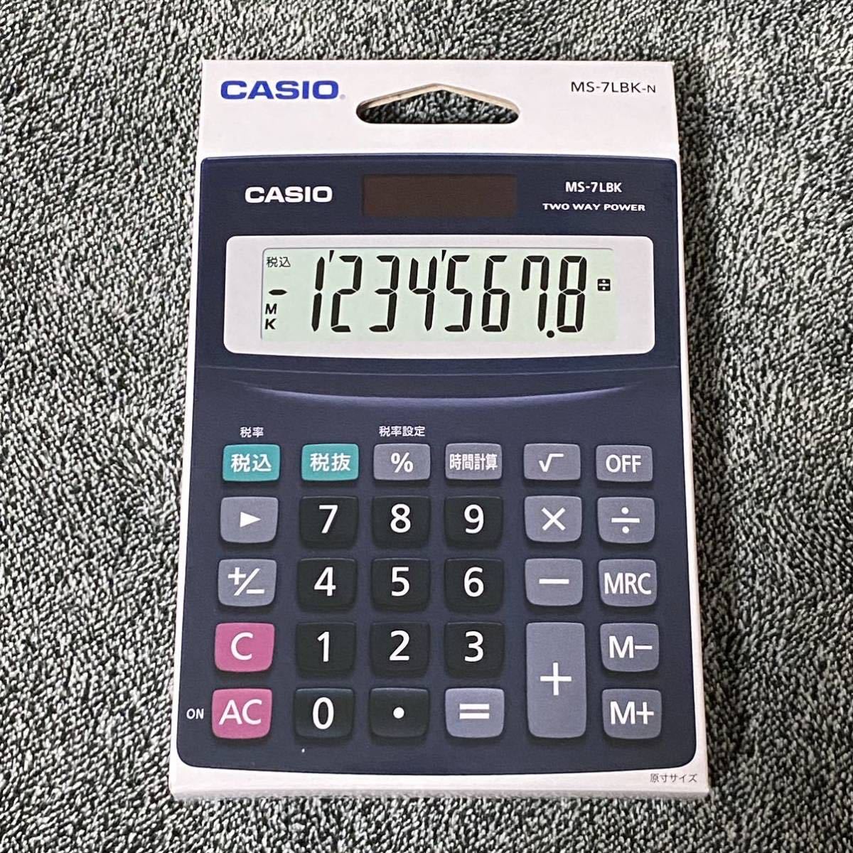 新品 CASIO カシオ 電卓 MS-7LBK-N 税計算 時間計算 計算状態機能付き 8桁 送料無料 送料込_画像4