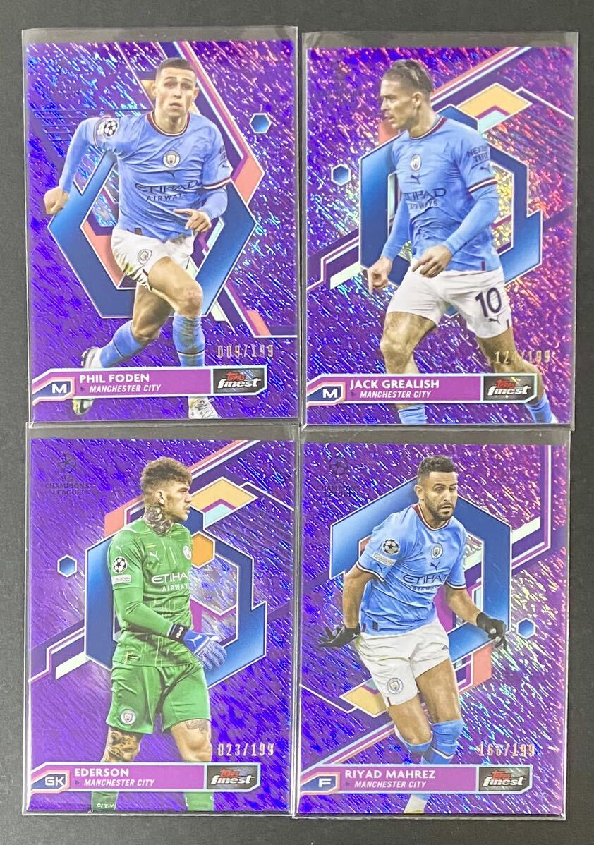 【4枚セット】Phil Foden - Manchester City Purple Shimmer #/199ほか 2022-23 Topps Finest UEFA Club Competitions Soccerの画像1