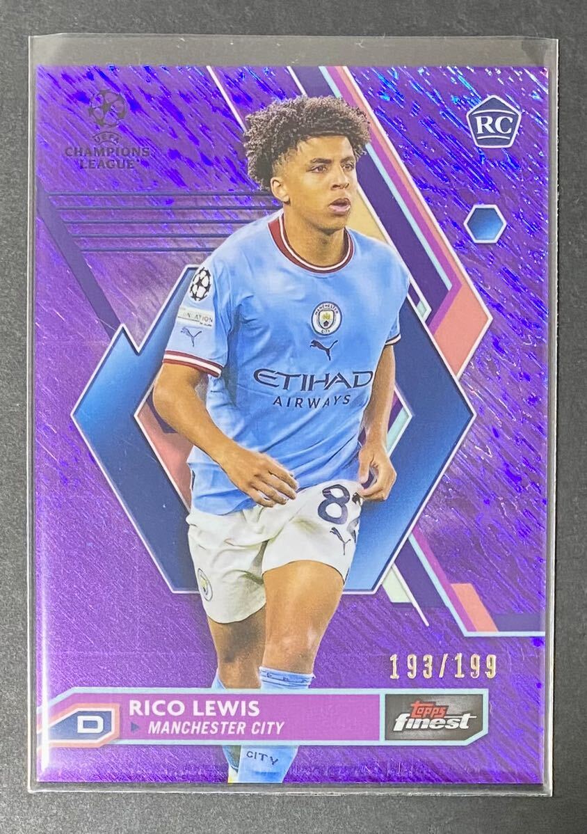 【RC】Rico Lewis - Manchester City Purple Shimmer #/199 2022-23 Topps Finest UEFA Club Competitions Soccer_画像1