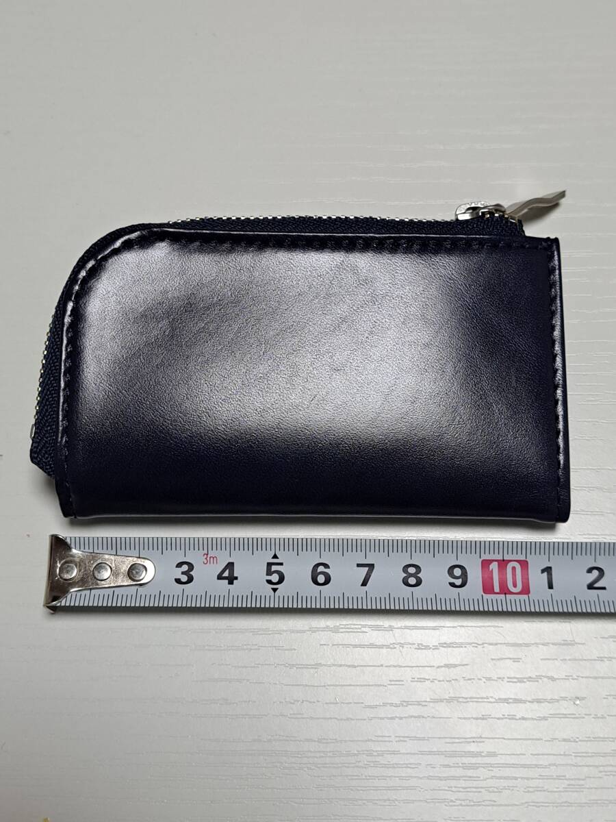 [ unused ]carcru(karukru) 4 ream key case navy cow leather leather change purse . men's 