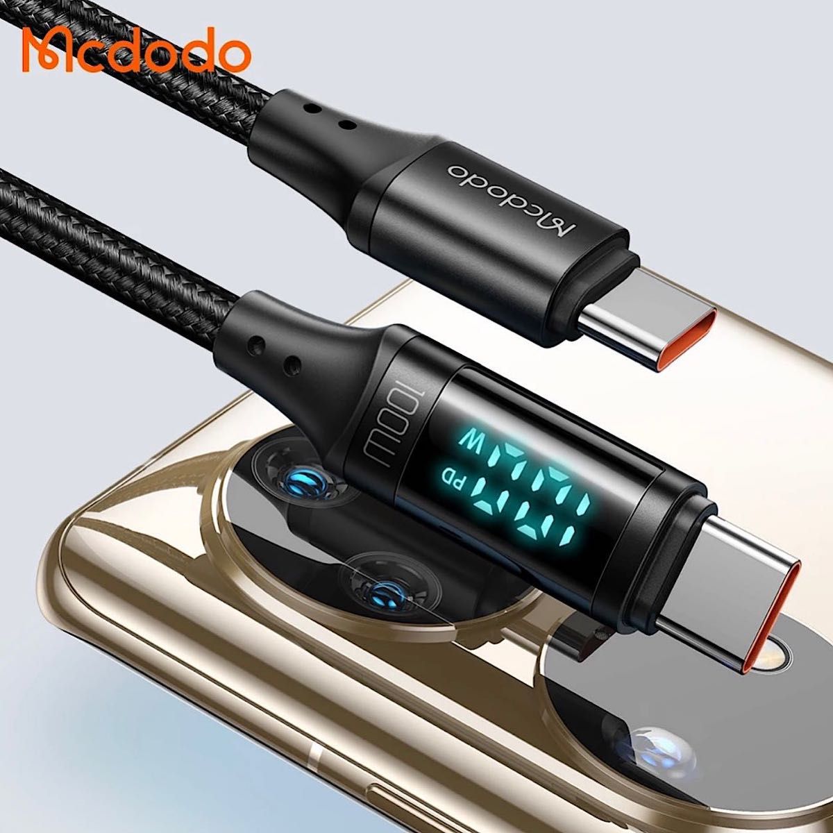 2本 Type-CtoC ケーブル スクリーン USB-C ケーブル 1.2m 100W PD 急速充電 データ転送 Mcdodo