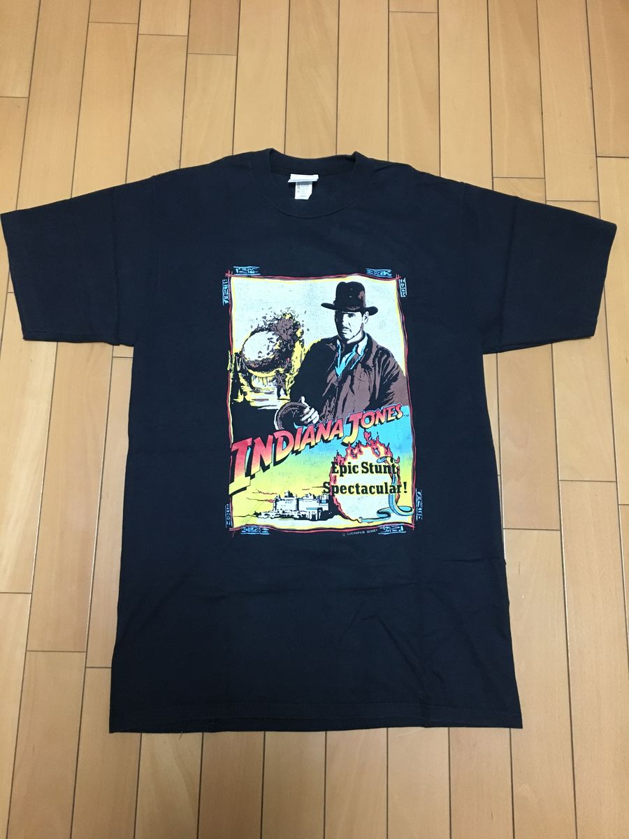 絶版　激レア　ビンテージ　インディージョーンズ　Tシャツ 90年代　ルーカスフィルムディズニーWネーム　Lサイズ　米国製 Tシャツ