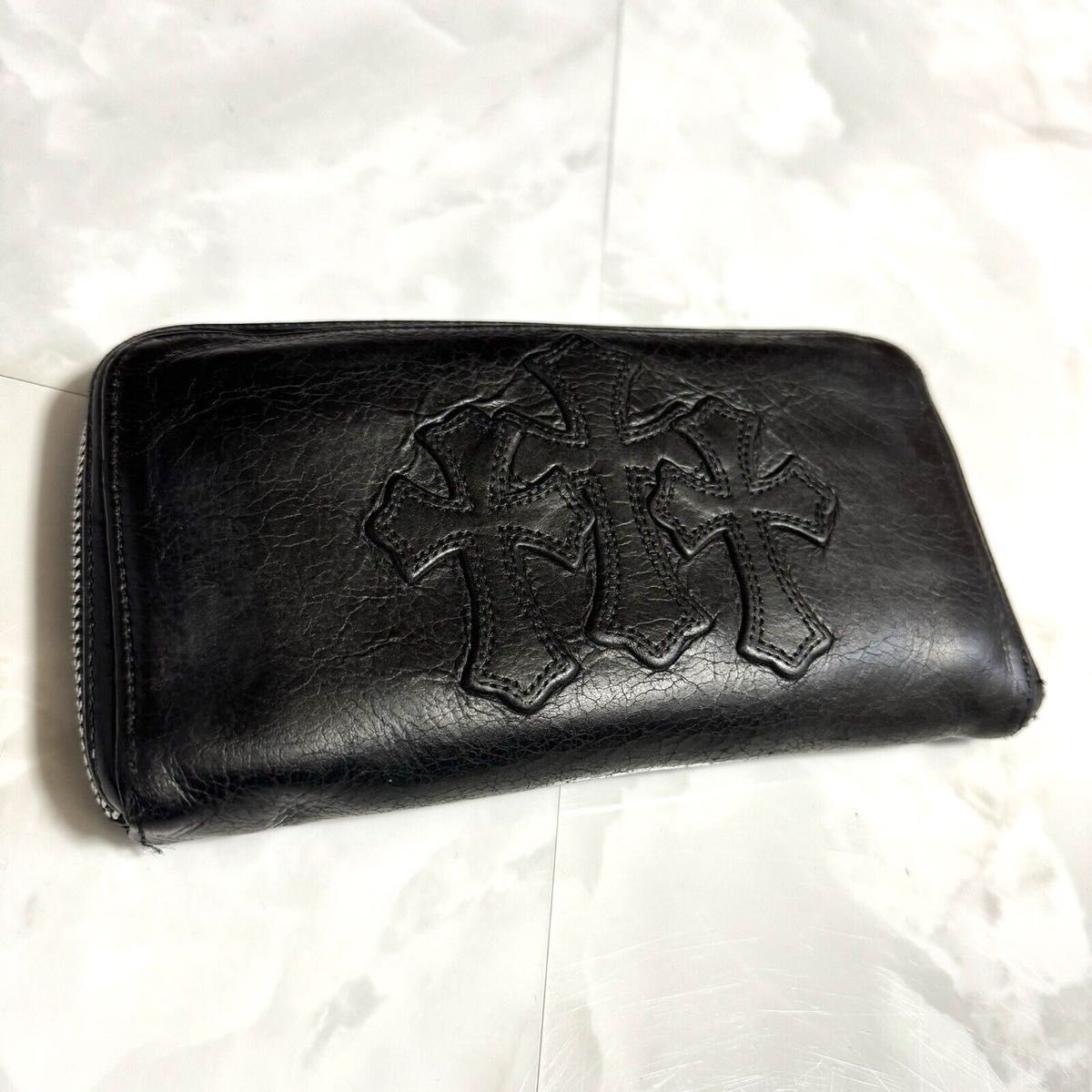 本物 クロムハーツ REC Fジップ 3セメタリークロスパッチ ウォレット ラウンドジップ 財布 CHROME HEARTS 