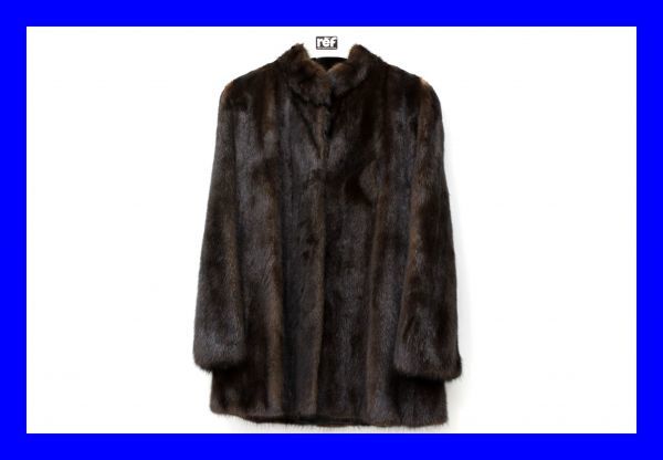 ●美品 moonbat fur ムーンバットファー ファー ミンクハーフコート 毛皮 MINK 焦げ茶 ダークブラウン 服 アウター F4373