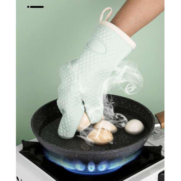 オーブンミトン　両手用　グリーン　鍋つかみ　北欧スタイル　耐熱　5本指　耐熱グローブ　キッチングローブ_画像3