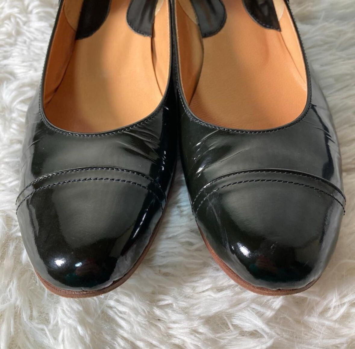 [ одежда ]* прекрасный товар * chaussershose ремешок туфли-лодочки pa палатка кожа натуральная кожа 24 чёрный черный женский популярный модный обувь обувь 