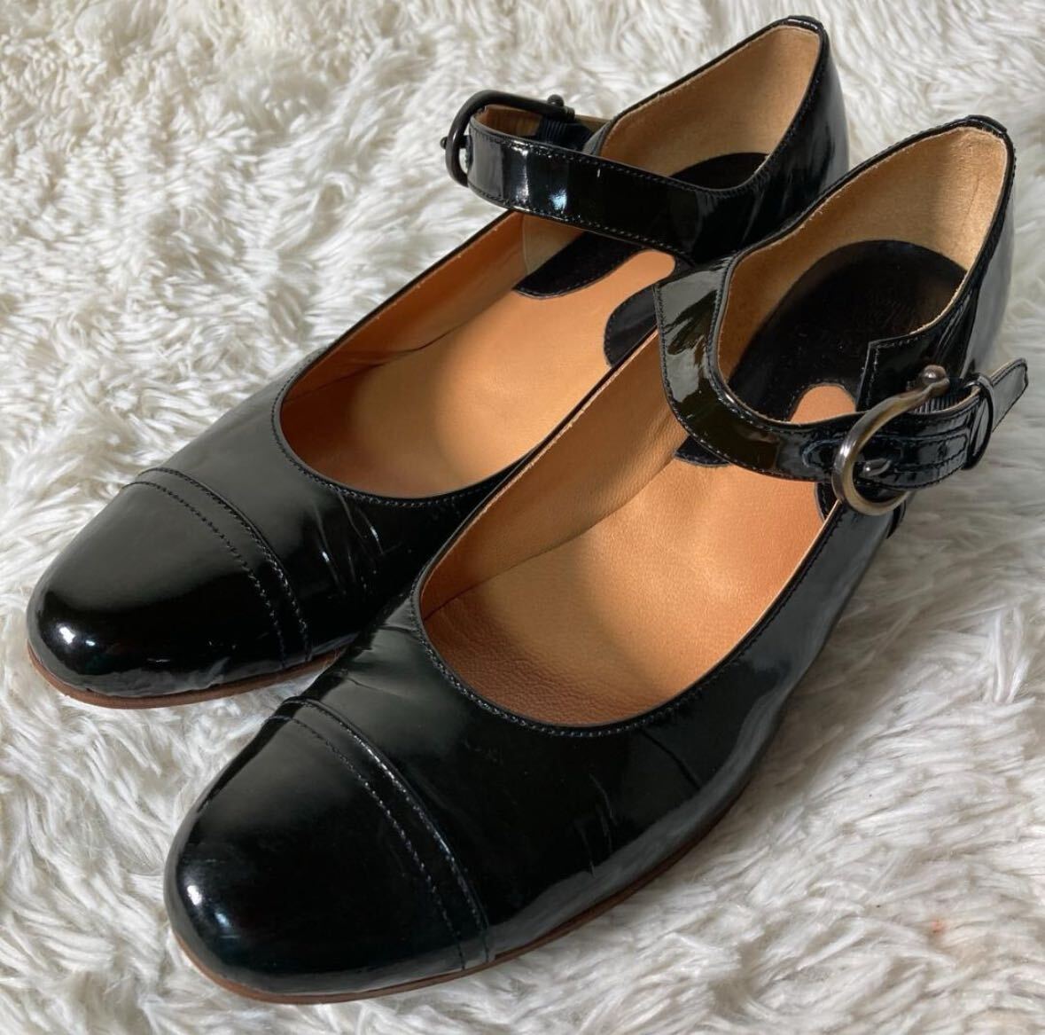[ одежда ]* прекрасный товар * chaussershose ремешок туфли-лодочки pa палатка кожа натуральная кожа 24 чёрный черный женский популярный модный обувь обувь 