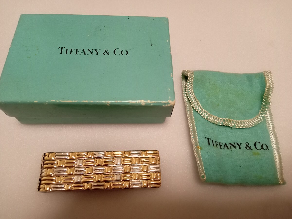 Tiffany&Co （ティファニー）952 kt シルバー 18K ゴールド マネークリップ テクスチャー ウィーブホルダー 　中古_画像2