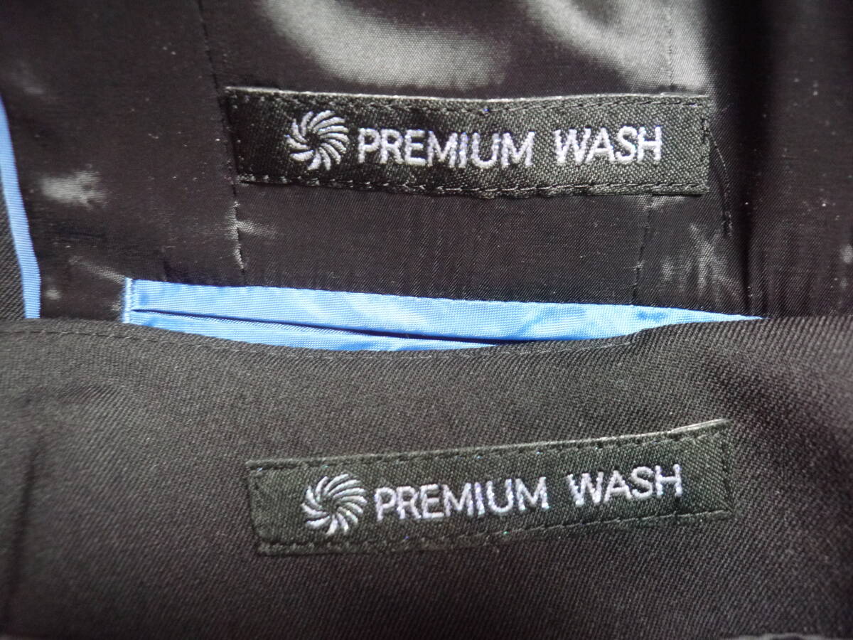 値下///#3：LES MUES (レミュー)　PREMIUM WASH AOKI ブラック系 スカートスーツ　就活?通勤?ビジネス等 