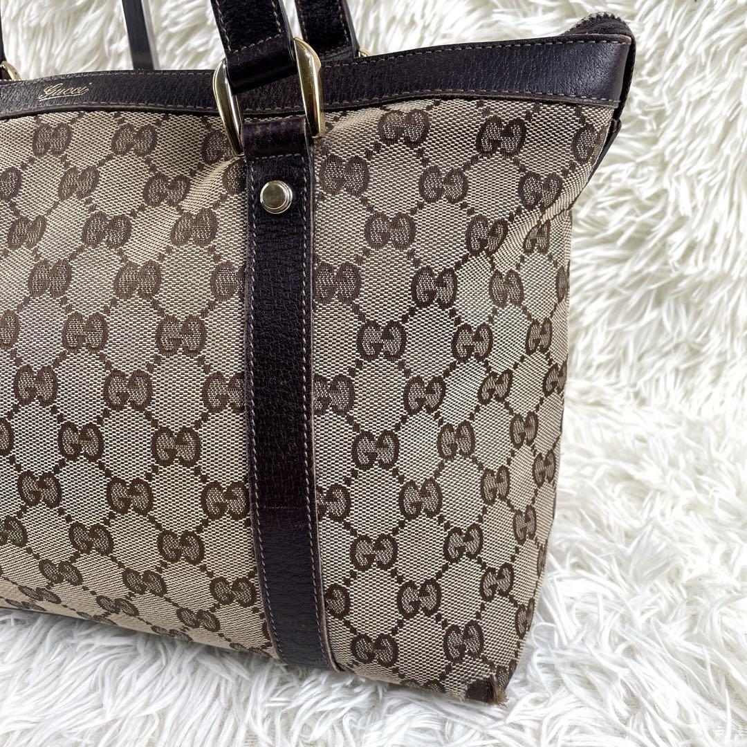 c360【グッチ】GUCCI ショルダー トート バッグ アビー GG キャンバス ブラウン A4 PC 保存袋 金具 肩かけ 肩掛け 鞄 bag_画像4