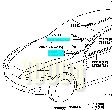 【トヨタ純正新品】TOYOTA 未使用品 ★定番トラブル★ レクサス IS ISF フロントガラス サイドモール 左右セット クリップ付 GSE20 USE20_画像5