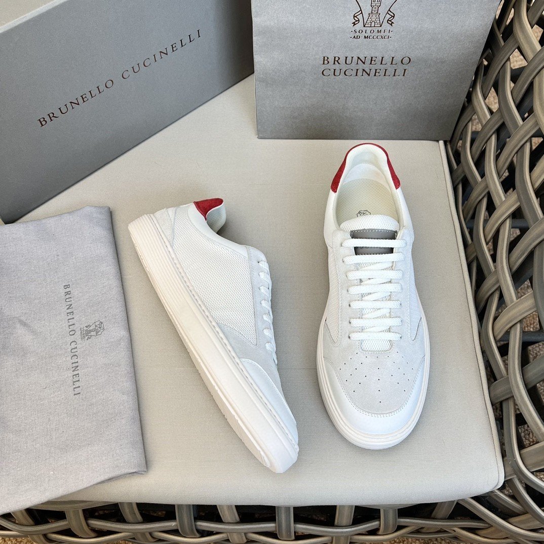 Brunello Cucinelli　ブルネロクチネリ 2023ss スニーカー　メンズ　シューズ　靴 カジュアル　サイズ選択可能 白×赤_画像2