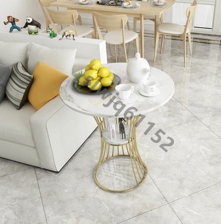 新品 大理石天板のラグジュアリーサイドテーブル2 おしゃれ かわいい インテリア 家具 コーヒーテーブル エンドテーブル ゴールド ホワイト_画像6