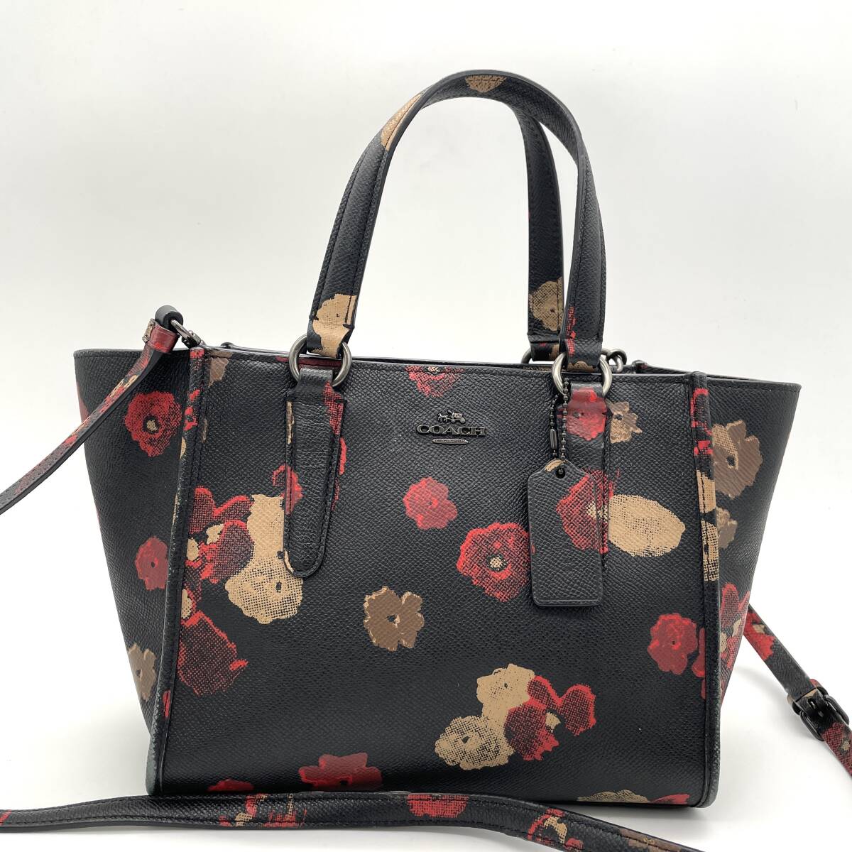 ◇激レア 定価10万円◇ COACH コーチ 2way ショルダーバッグ ハンドバッグ トートバッグ 花柄 オールレザー レディース の画像1