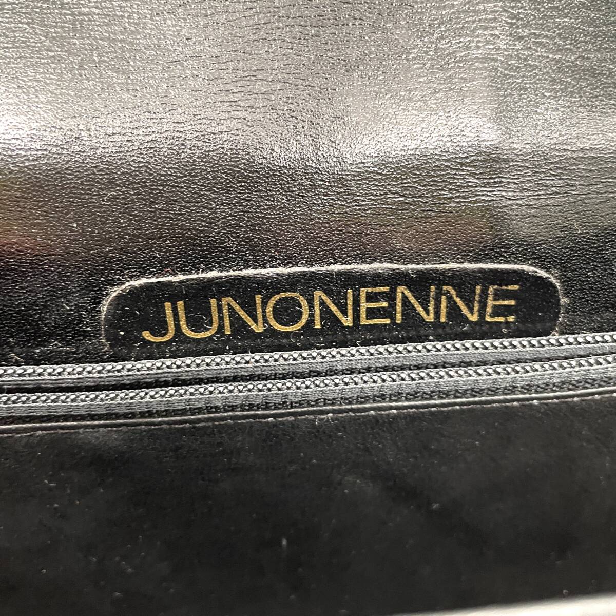 １円〜 ◇格安スタート◇ JUNONENNE クロコダイル ハンドバッグ フォーマルバッグ ブラック 黒 ゴールド金具 ロゴ 腕掛け_画像8