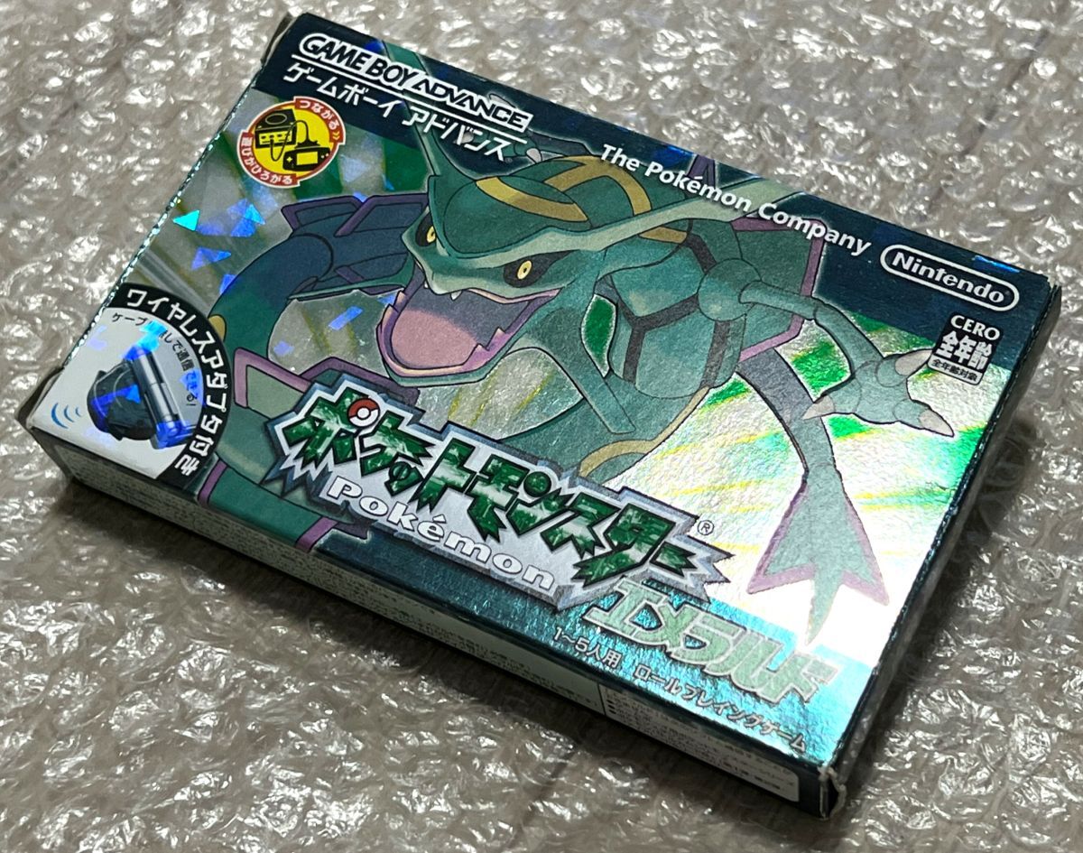 〈箱説付属・動作確認済み〉 GB GBA ゲームボーイ アドバンス ポケットモンスターエメラルド ワイヤレスアダプタ GAMEBOY Pokemon Emerald_画像2