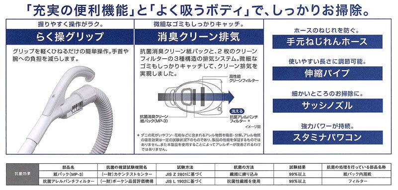 掃除機 三菱 TC-SXG1-A 紙パック式 シンプルタイプ お勧め掃除機 日本製 吸引力が強い掃除機_画像3