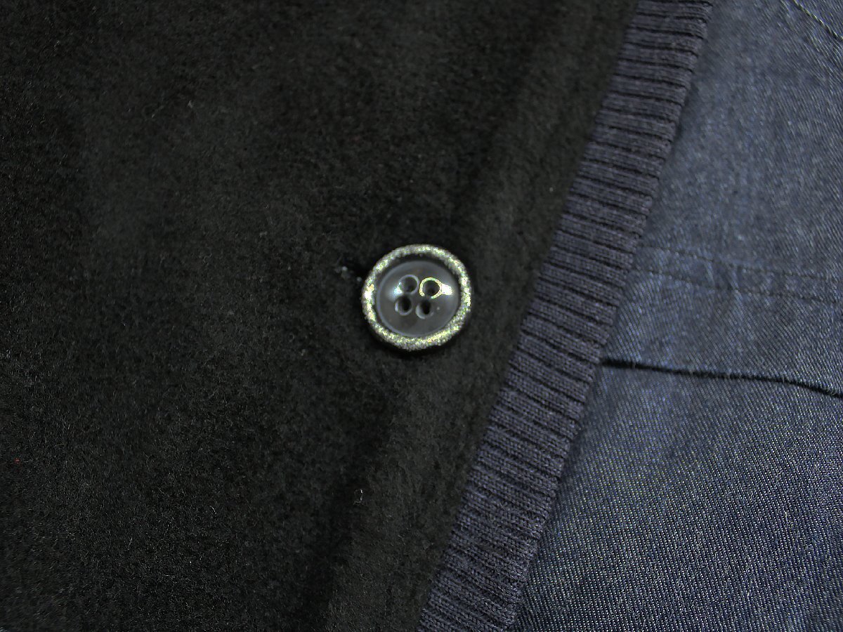 2020年美品 イオコムイオ/センソユニコ ウールデニム異素材切替ジャケット 38/黒紺 sb310の画像8