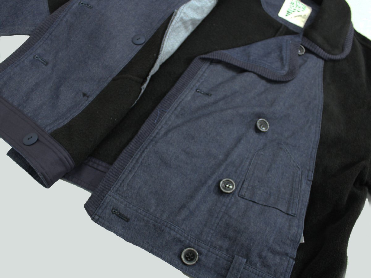 2020年美品 イオコムイオ/センソユニコ ウールデニム異素材切替ジャケット 38/黒紺 sb310の画像6