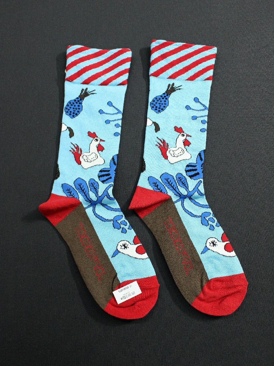  не использовался товар tokko тянуть mi Evo ru хлопок животное окантовка рисунок носки / носки обычная цена 2500 иен бледно-голубой ri831
