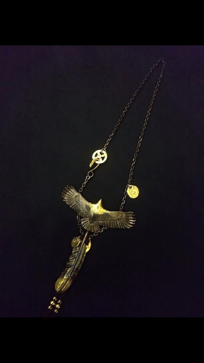  rare OLD large Eagle . gold extra-large feather [ all set ] Vintage gold hook gold wheel gold metal small angle chain Goro's goro\'s