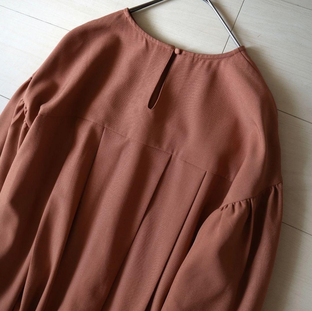  spring color terra‐cotta sombreness pi-chi pink brilliant stylish Nano Universe beautiful Silhouette tuck pleat manner long One-piece long sleeve washer bru lavatory possible 