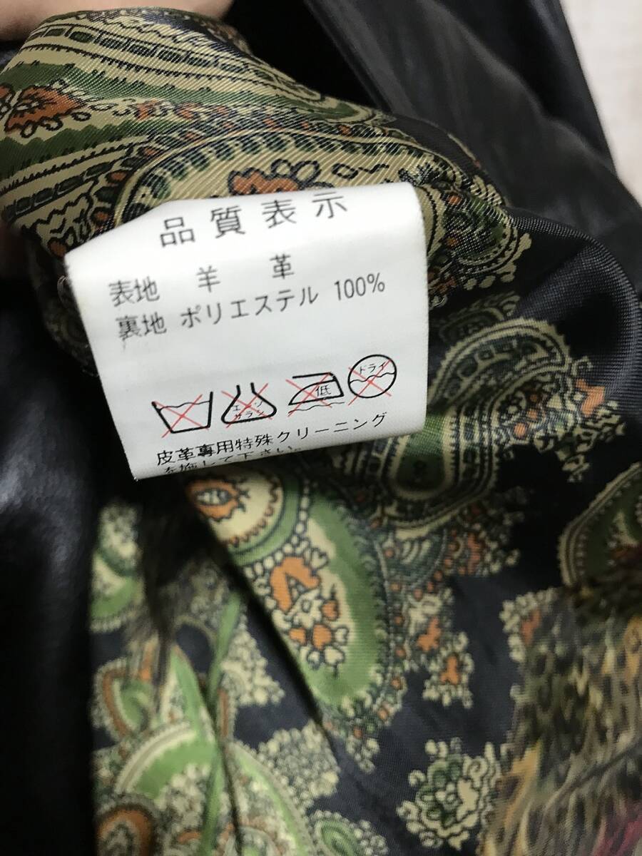 719☆【羊革 ラムレザージャケット】NUOVA VIA ハーフコート 裏地ペイズリー柄 VINTAGE LEATHER M_画像5