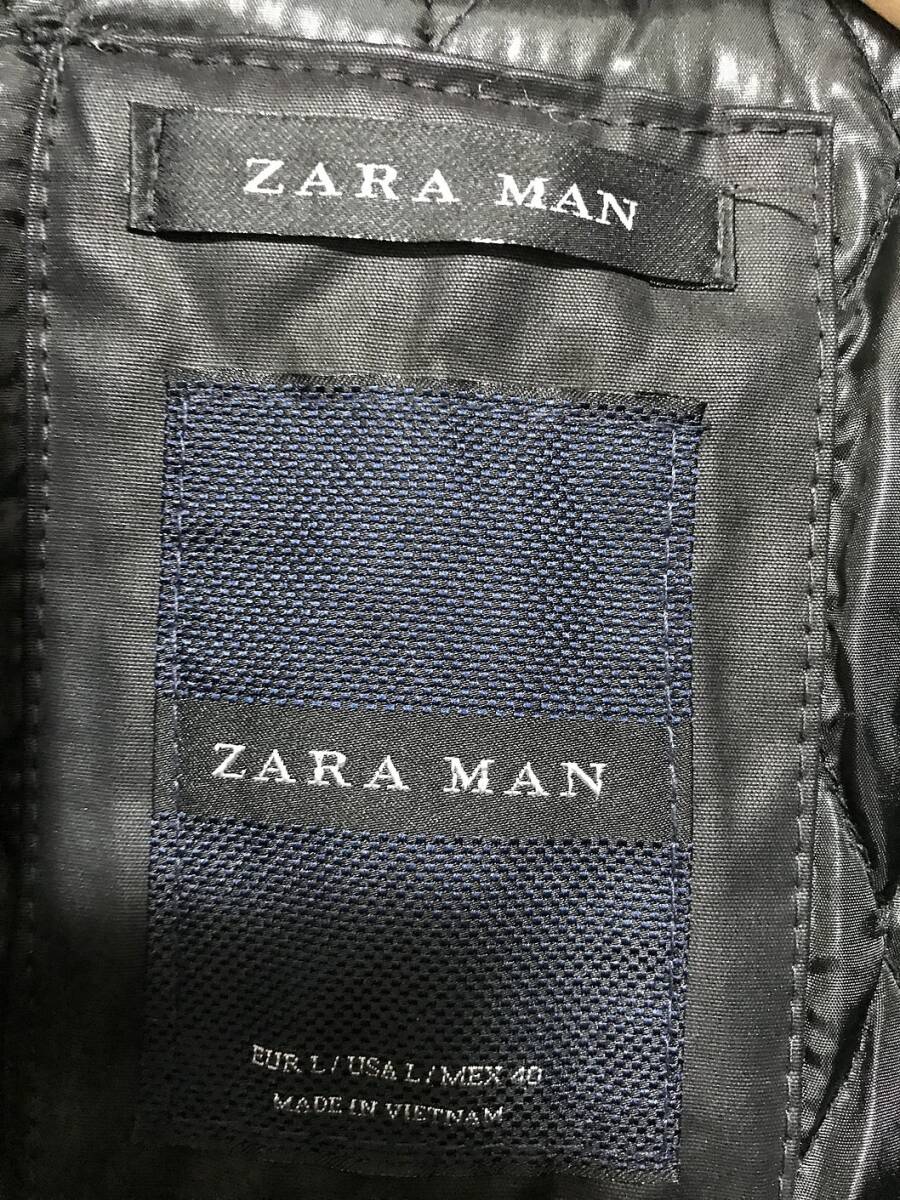 721☆【中綿入り コーティング ライダースジャケット】ZARA MAN ザラマン 黒 L_画像5