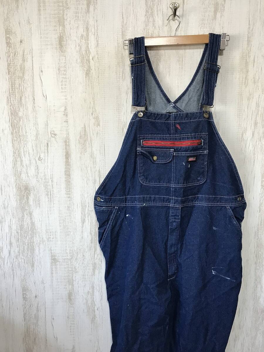 P831☆【デニムオーバーオール】Dickies ディッキーズ アメカジ XL_画像1