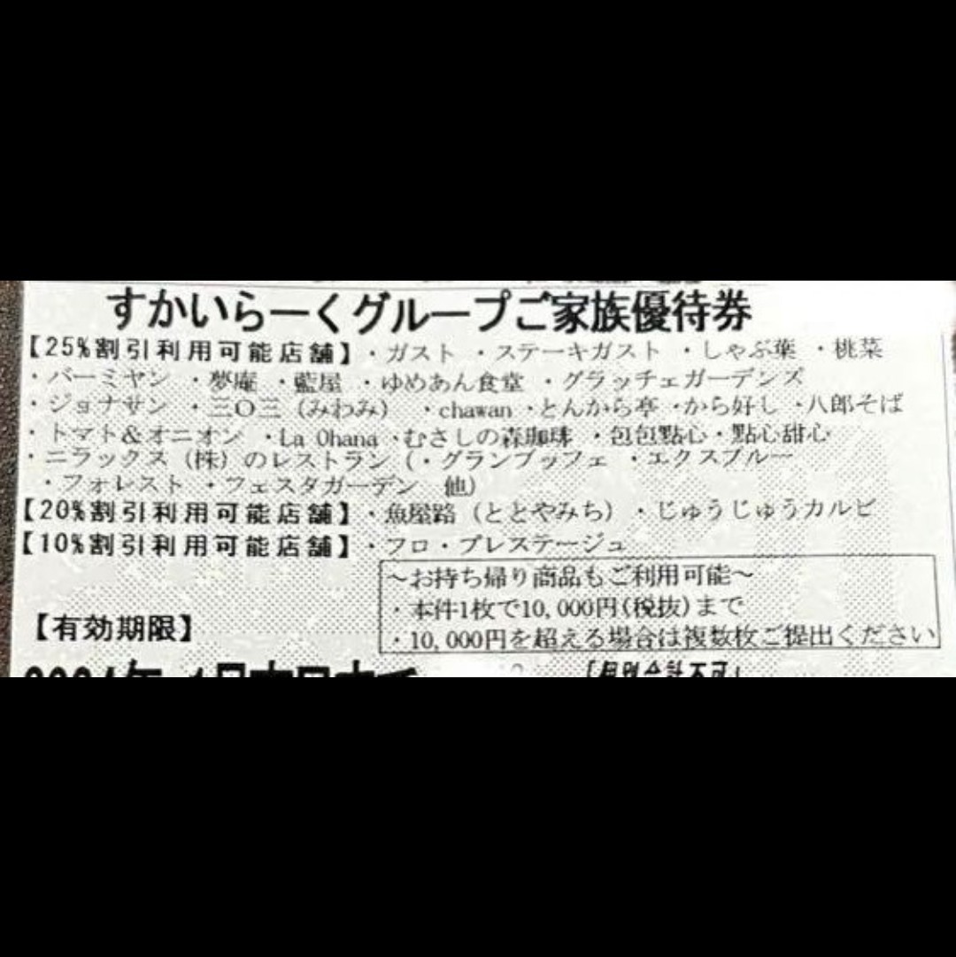 すかいらーく　家族優待券　25%　割引券　クーポン　優待券　2024年3月末_画像1