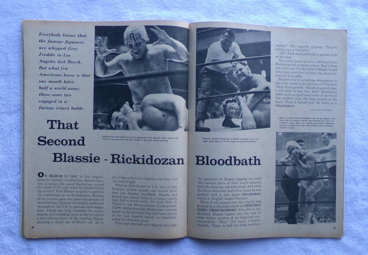 米レスリング誌 Wrestling Revue １９６２年１０月号 ＷＷＡ世界選手権 力道山対フレッド・ブラッシー掲載 １９６２年４月２８日東京体育館_画像3