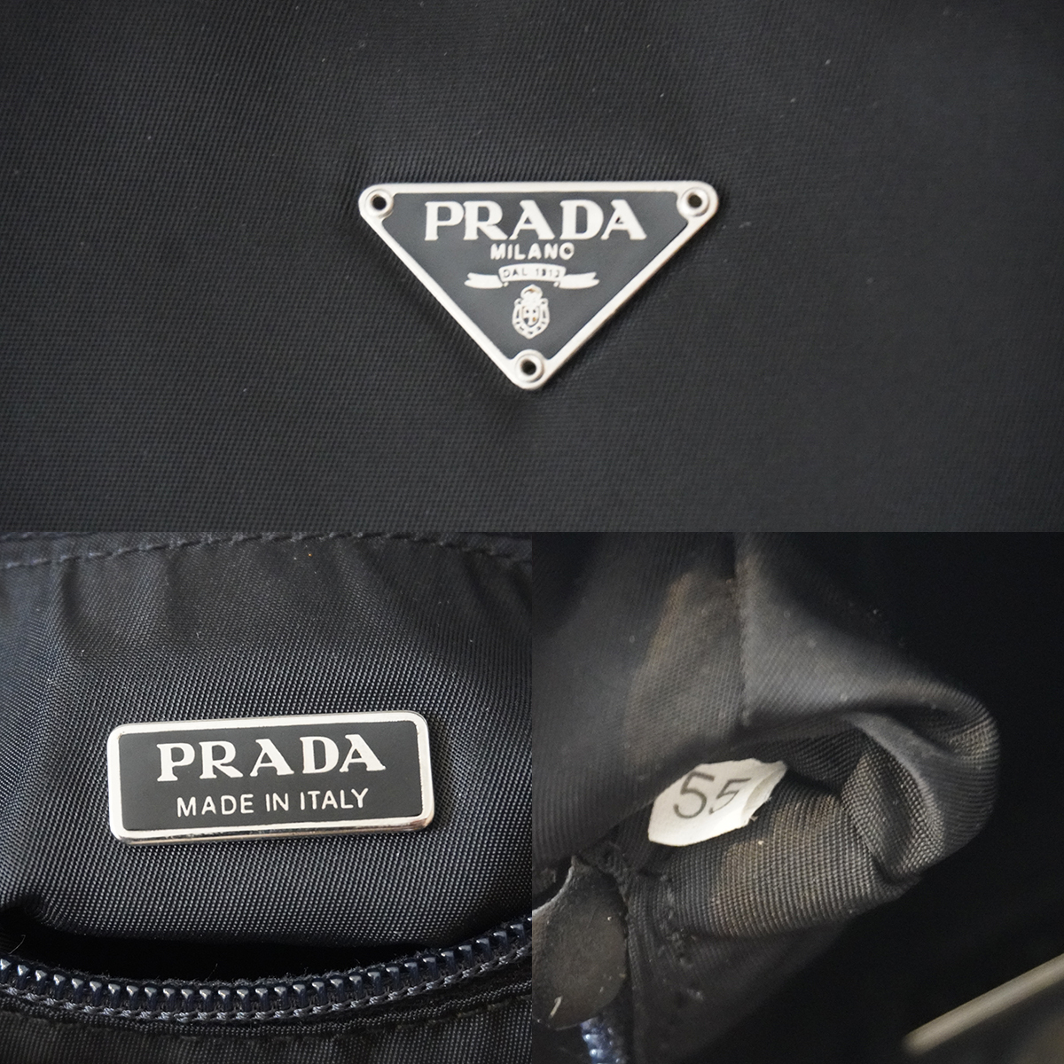 美品 ギャランティー/タグ 有 プラダ PRADA 三角ロゴ アクセサリー ポーチ ブラック MV519 ワンショルダー バッグ ミニ ショルダー 黒_画像9