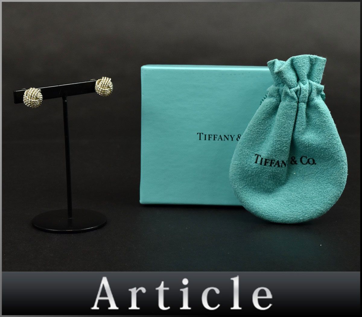 171751〇美品 Tiffany&co ティファニー サマセット ツイスト ノット ピアス Sv925 スターリング シルバー レディース 箱付/ E_画像1