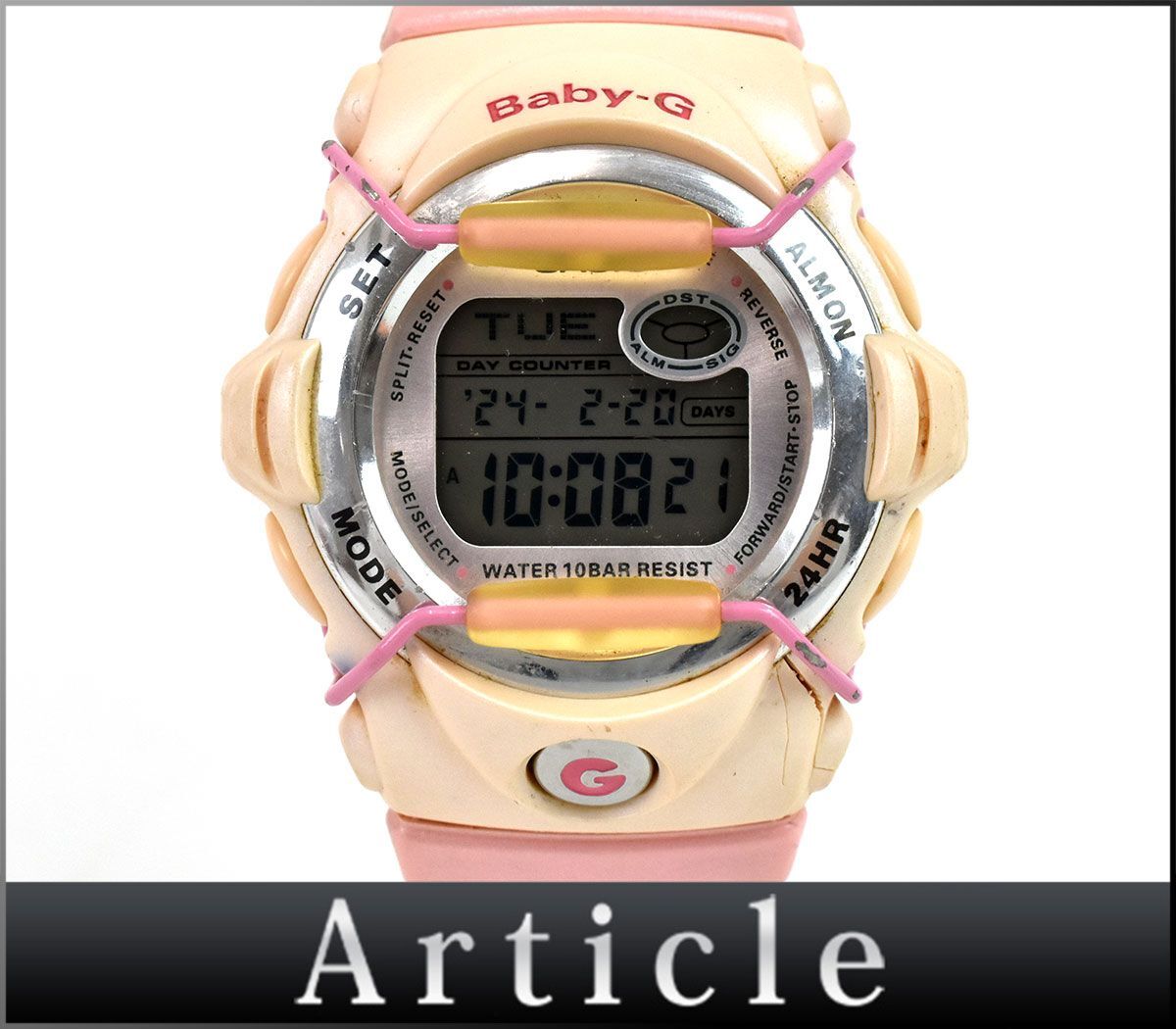 172880□動作確認済 CASIO カシオ Baby-G 腕時計 クォーツ BG-590PP 樹脂 SS ピンク シルバー レディース デジタル スポーツ/ D_画像1