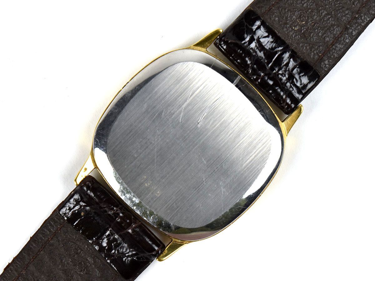 169917〇動作未確認 OMEGA オメガ デヴィル デビル メンズウォッチ 腕時計 クォーツ 1365 GP レザー 革 ゴールド ブラウン 2針/ D_画像9