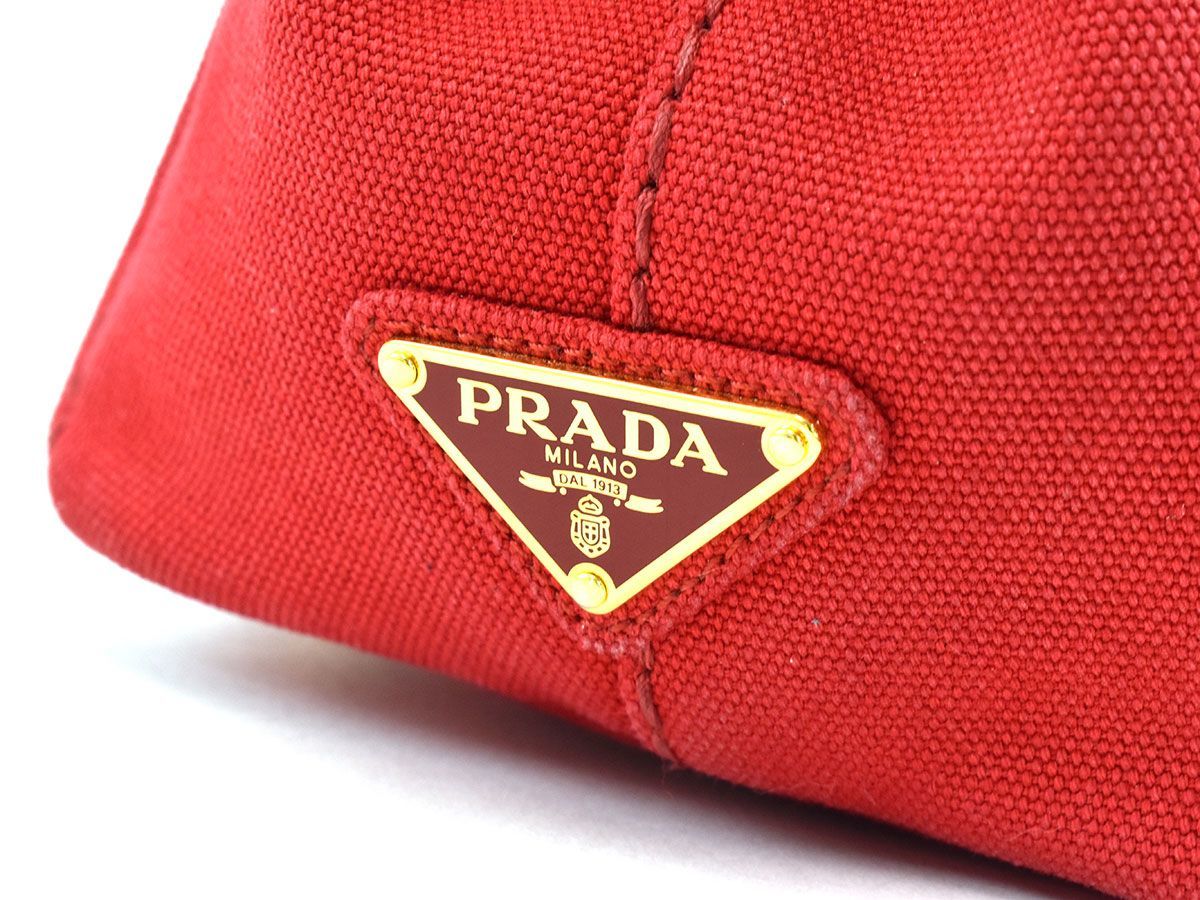 165791〇 PRADA プラダ カナパ トートPM 2WAYトートバッグ ショルダーバッグ ハンドバッグ キャンバス レッド 赤 レディース/ B_画像8