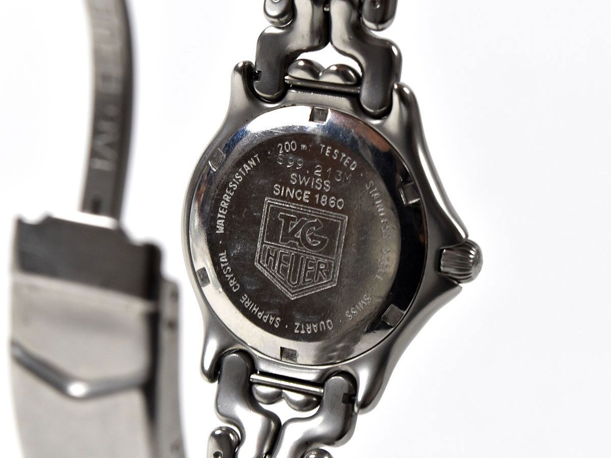 170016◇動作未確認 TAG Heuer タグホイヤー セル 腕時計 ウォッチ クォーツ デイト 3針 S99.213M SS ブラック シルバー メンズ/ D_画像7