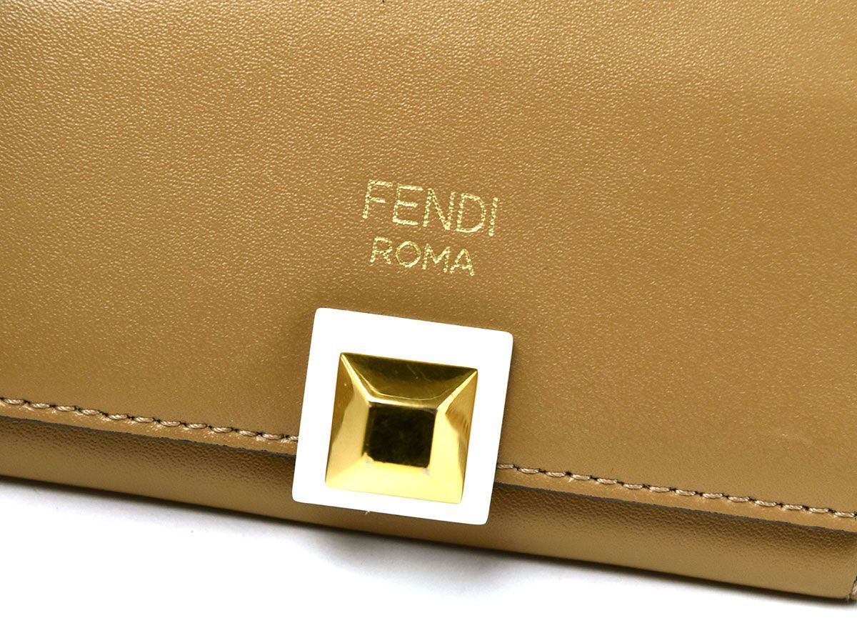 170723〇美品 FENDI フェンディ カードケース 名刺入れ カード入れ 定期入れ 8M0217 レザー ブラウン ベージュ レディース 箱/ C_画像9