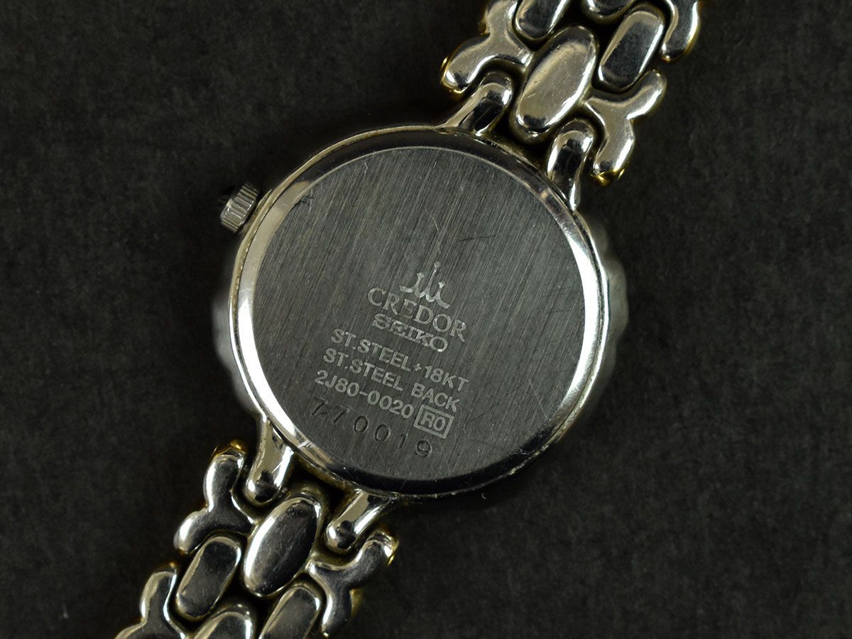 165901◆美品 動作確認済 SEIKO セイコー クレドール 腕時計 クォーツ 2J80-0020 SS ダイヤ 18KT シルバー ゴールド レディース/ D_画像9