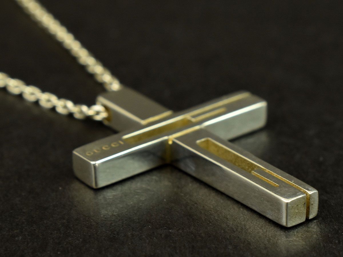 171781* GUCCI Gucci Cross колье подвеска аксессуары Sv925 sterling серебряный мужской женский мода / E