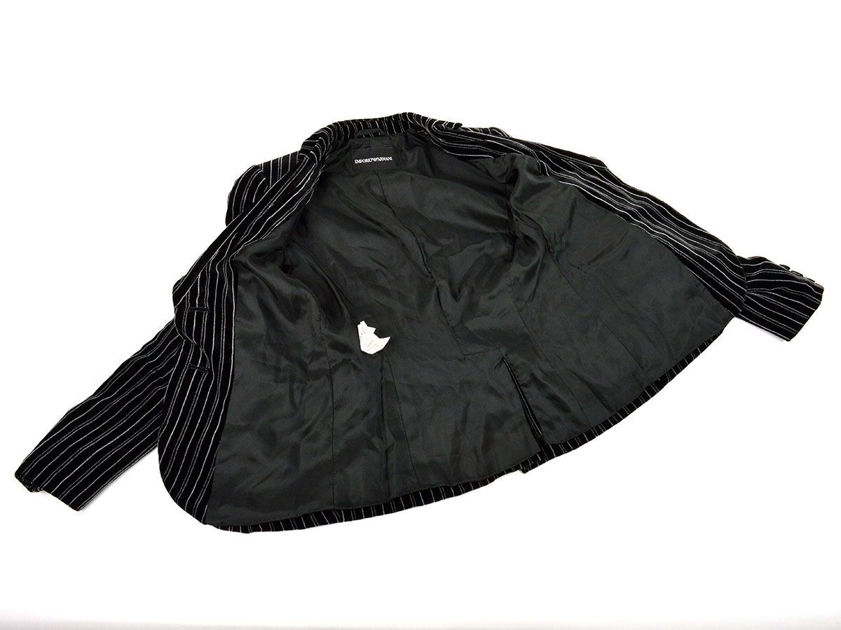 173353◆美品 Emporio Armani エンポリオアルマーニ ストライプ ジャケット アウター ベロア ブラック レディース ファッション/ Z_画像4