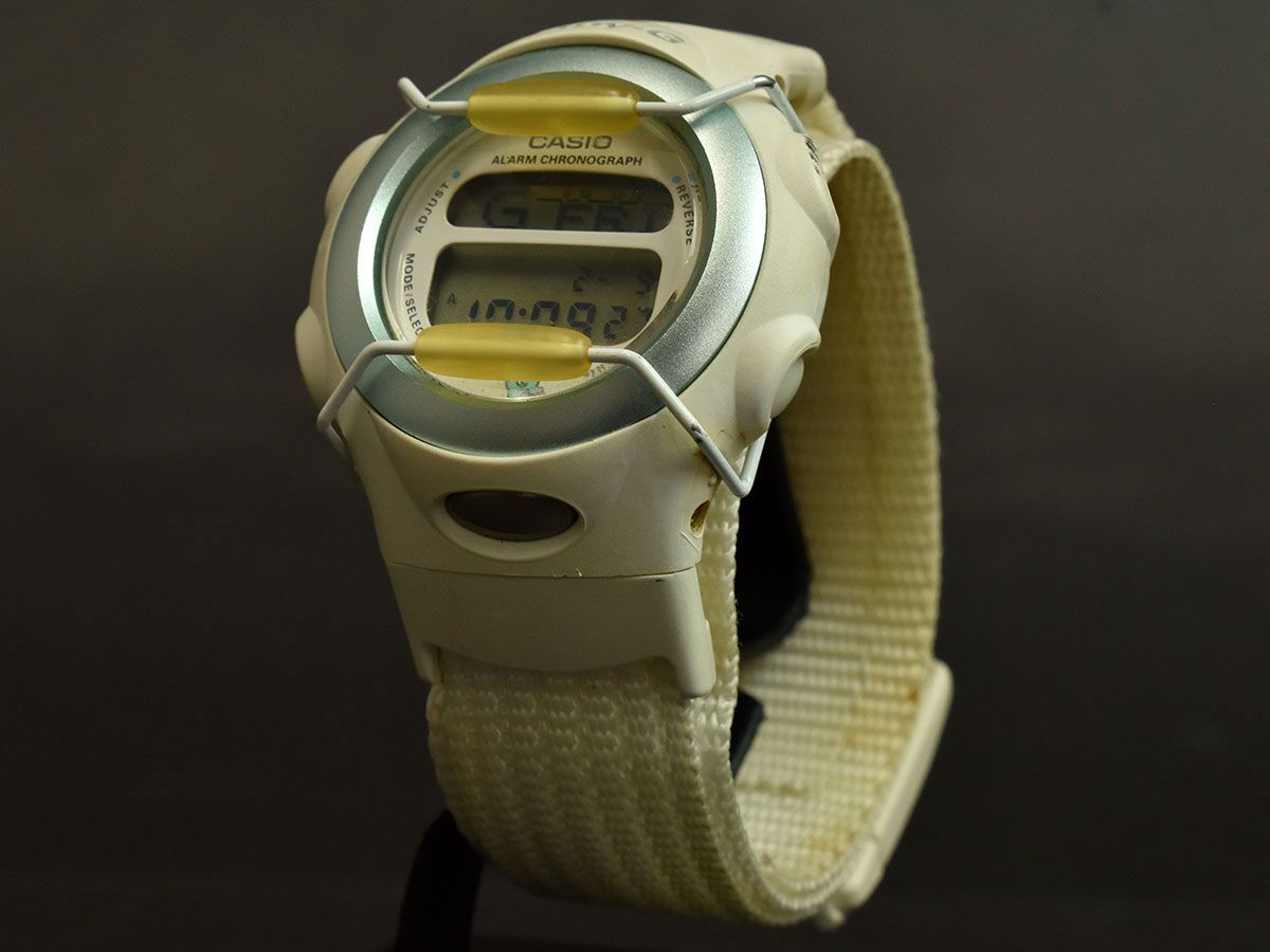 170909□動作確認済 CASIO カシオ Baby-G 腕時計 クォーツ BG-097 樹脂 SS ナイロン ホワイト シルバー レディース デジタル/ D_画像2