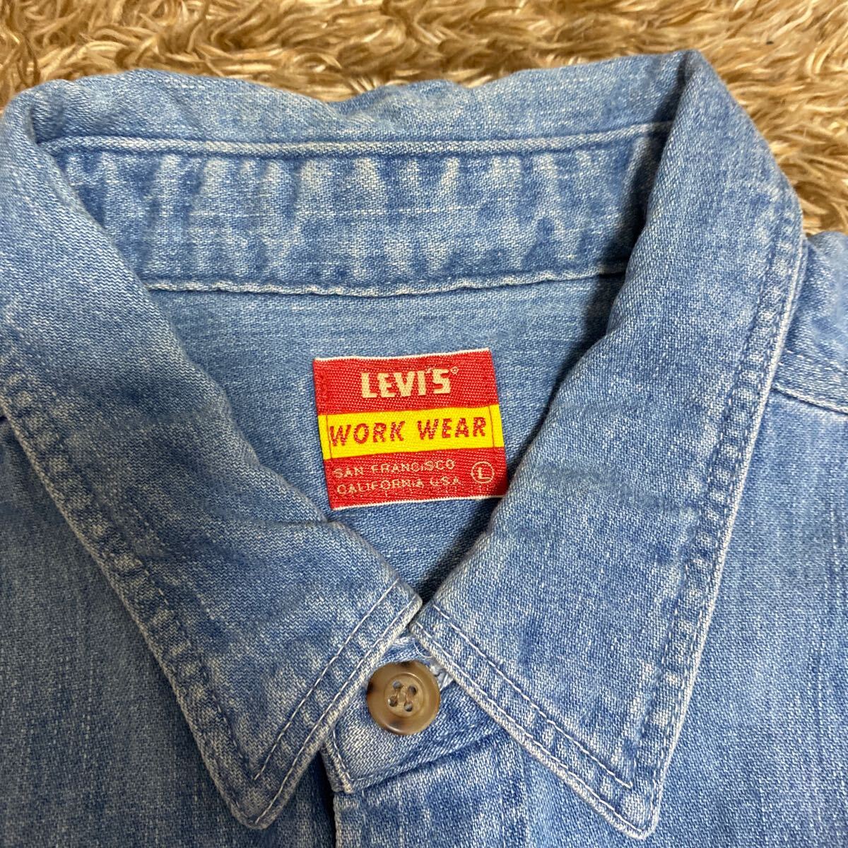 t43 Levi's work wear デニムシャツ サイズL表記 日本製_画像4