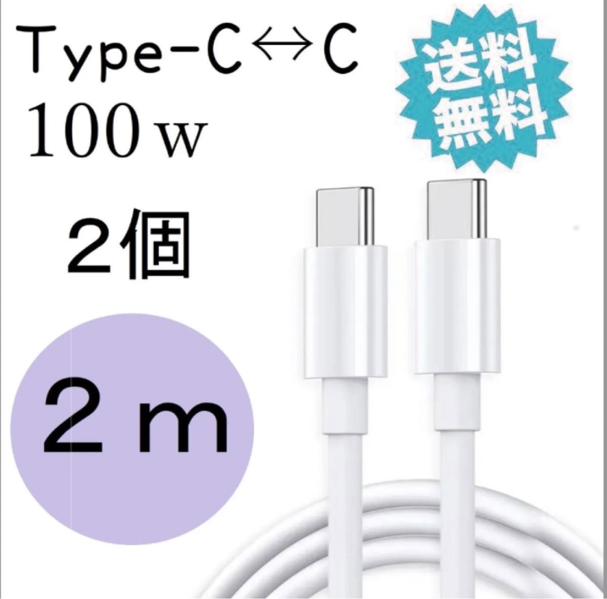 タイプc ケーブル 充電器100W USBc 急速充電 iPhone 2m 2個