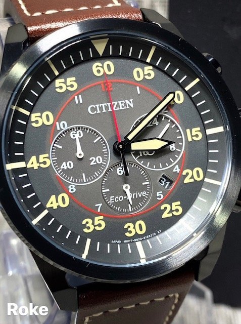 新品 腕時計 正規品 シチズン CITIZEN Eco-Drive エコドライブ クロノグラフ カレンダー レザーベルト アナログ腕時計 防水 プレゼント_画像1
