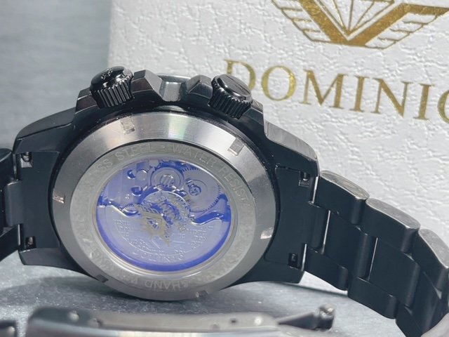 新品 DOMINIC ドミニク 正規品 機械式 自動巻き メカニカル 腕時計 アースギミック からくり時計 アンティーク コレクション 地図 黒_画像8