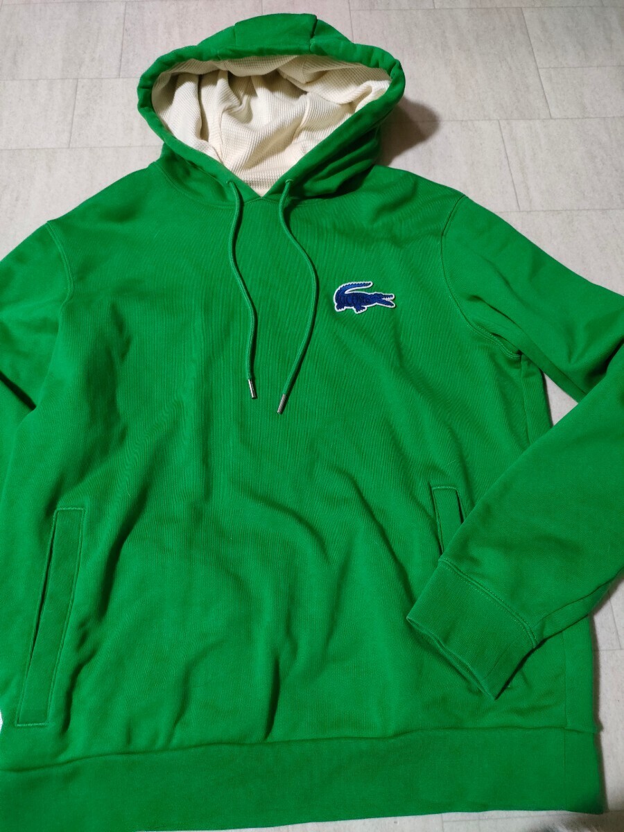 サイズ：4　定価:19800円　LACOSTE ラコステ　ミドルワニロゴスウェットパーカ トップス フーディー グリーン　_画像1