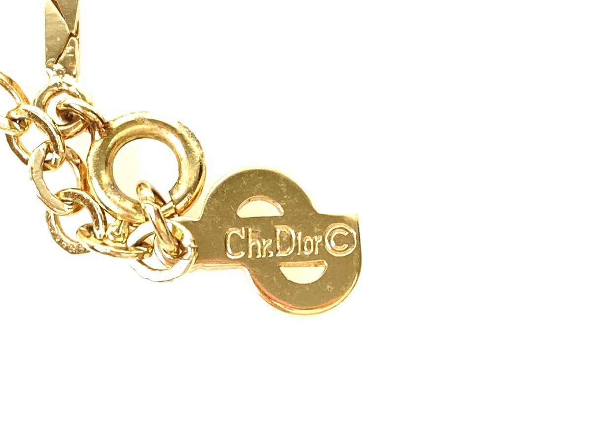 クリスチャン・ディオール　Christian Dior　Vカットデザイン　ラインストーン　ネックレス　ゴールドカラー　YAS-10002_画像8