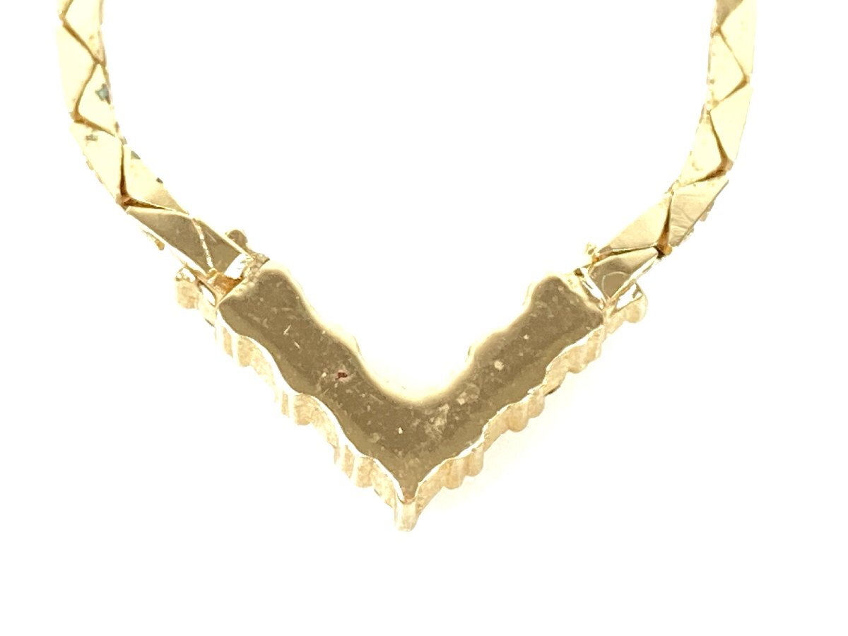 クリスチャン・ディオール　Christian Dior　Vカットデザイン　ラインストーン　ネックレス　ゴールドカラー　YAS-10002_画像4