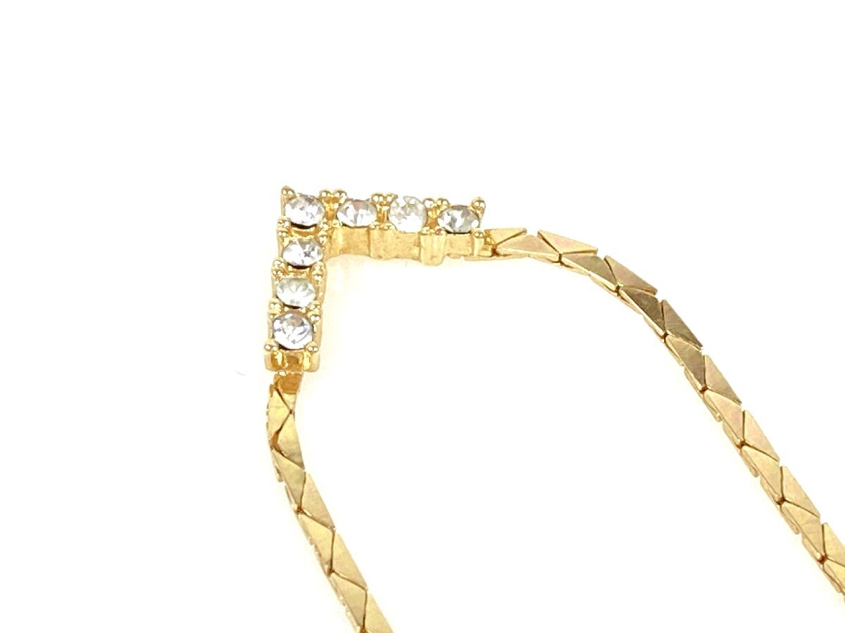 クリスチャン・ディオール　Christian Dior　Vカットデザイン　ラインストーン　ネックレス　ゴールドカラー　YAS-10002_画像5